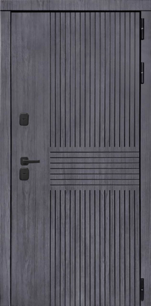 Входная дверь ДвериПРО Берген Д-19 (16мм, Грецкий орех + черная патина винорит) DPRO195597 внешняя сторона