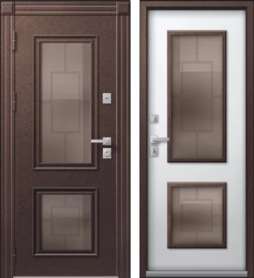 Дверь Термо Premium 1 Шоколадный Муар - Кашемир Белый